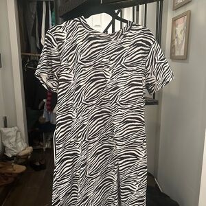 Lea & Viola Zebra Print Dress - Black and White